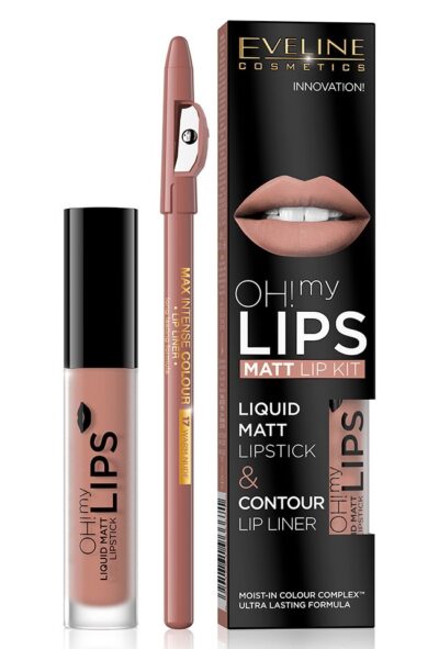 EVELINE ТЕЧНО МАТОВО ЧЕРВИЛО И МОЛИВ ЗА УСТНИ OH MY LIPS комплект