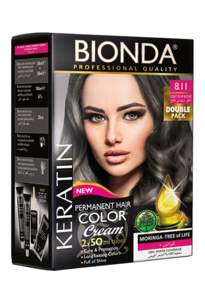 BIONDA БОЯ ЗА КОСА PROFESSIONAL DOUBLE 8,11 СВЕТЛО МАСЛИНЕНО РУС