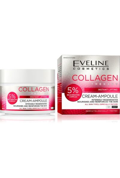EVELINE CREAM-AMPOULE COLLAGEN ДНЕВЕН/НОЩЕН КРЕМ ЗА ЛИЦЕ ЗА НЕЗАБАВЕН ЛИФТИНГ