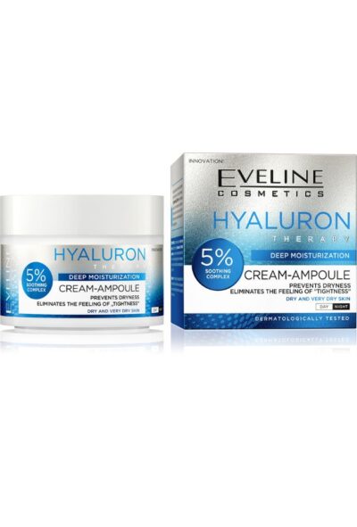 EVELINE CREAM-AMPOULE HYALURON ДНЕВЕН/НОЩЕН КРЕМ ЗА ЛИЦЕ ЗА ДЪЛБОКА ХИДРАТАЦИЯ