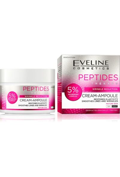 EVELINE CREAM-AMPOULE PEPTIDES ДНЕВЕН/НОЩЕН КРЕМ ЗА ЛИЦЕ ЗА РЕДУЦИРАНЕ НА БРЪЧКИТЕ