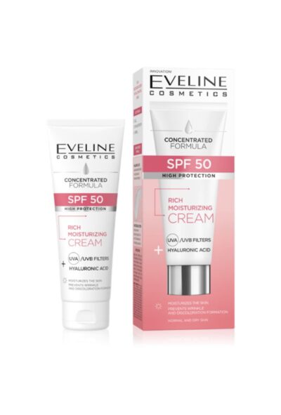 EVELINE  ХИДРАТИРАЩ КРЕМ ЗА ЛИЦЕ SPF 50 С ХИАЛУРОНОВА КИСЕЛИНА