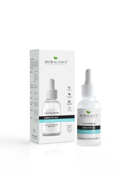 BIOBALANCE СУПЕР СЕРУМ ,ИЗСВЕТЛЯВАЩ ТЪМНИТЕ ПЕТНА С ARBUTIN + HYALURONIC 4D